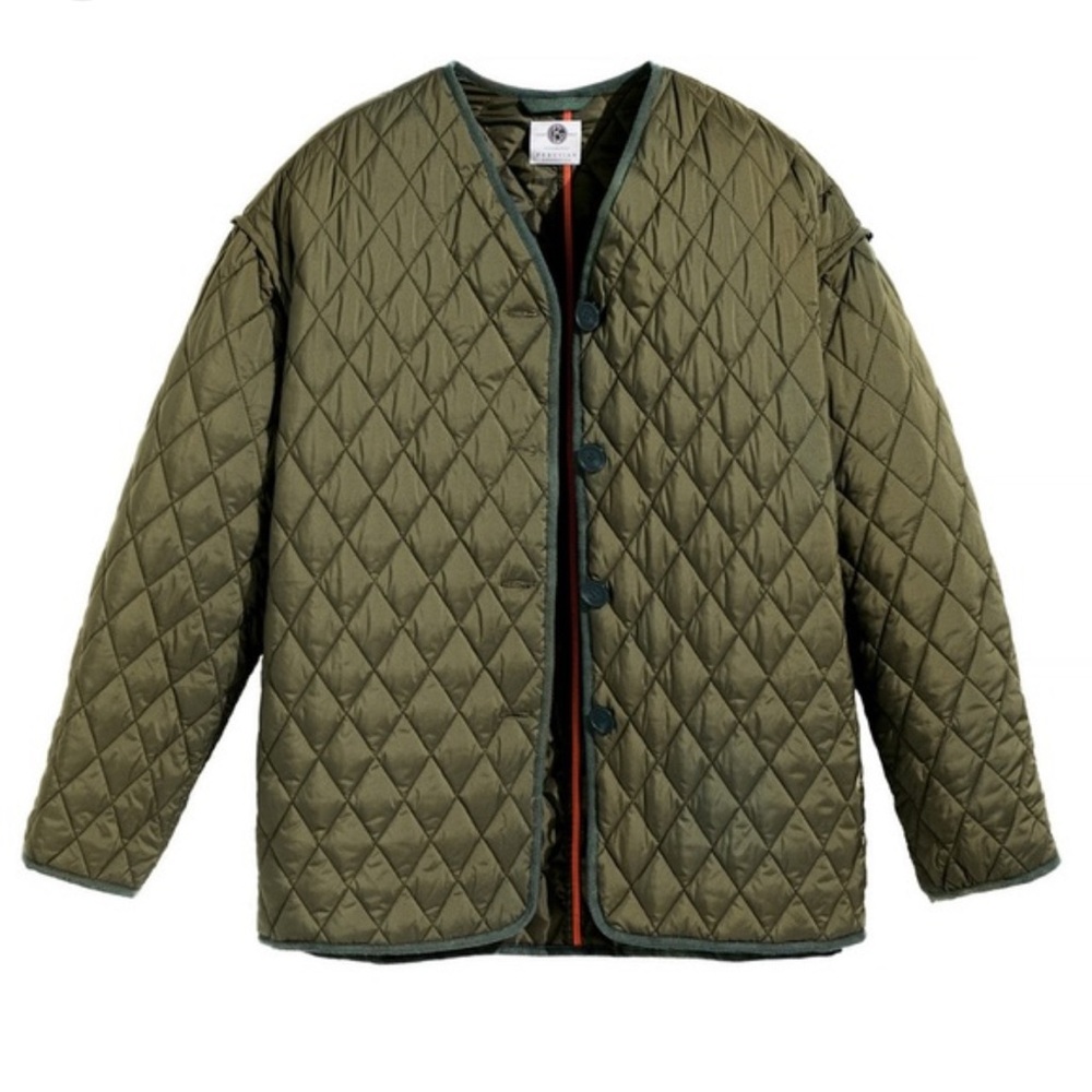 Peruvian Connection Quilted Jacket Size‎ XL Button Front Green